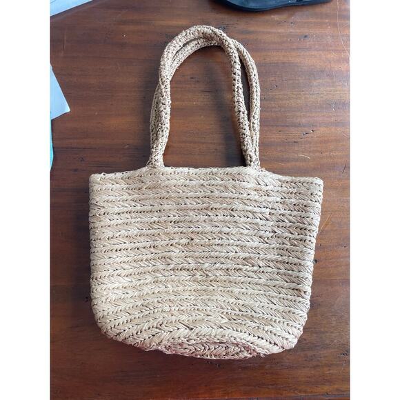 J.Crew Malta Handwoven Straw Bag Medium Boho Beach Tote New - Picture 4 of 5